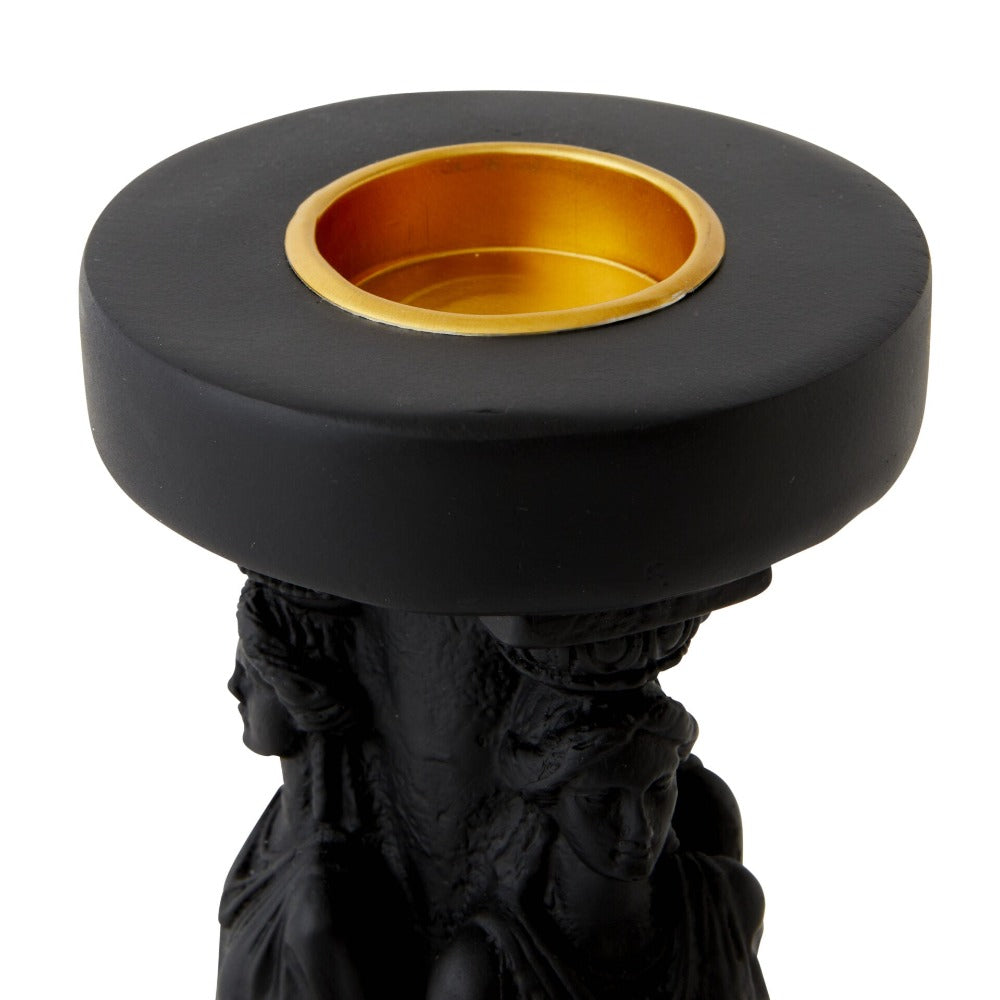 Renaissance Gods Pillar Candle Holder - Black