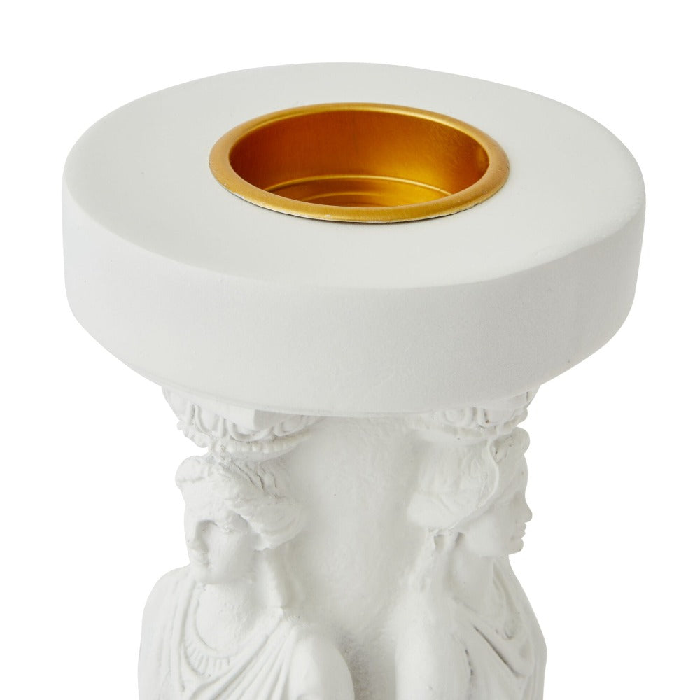 Renaissance Gods Pillar Candle Holder - White