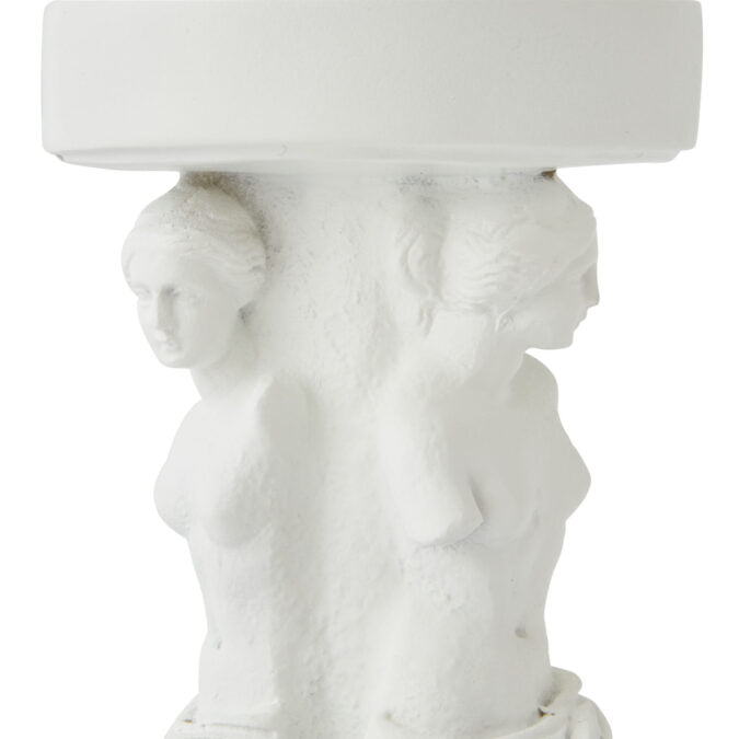 Renaissance Roman Female Candle Holder - White