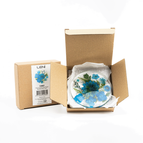 Resin Coaster Real Flower Meadow 10cms - Blue