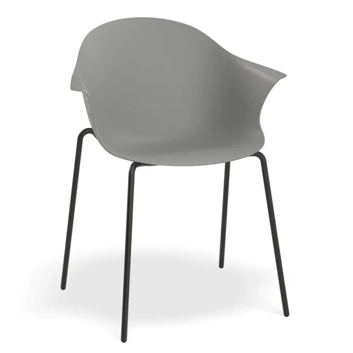 Retreat Grey Shell Seat 4 Post Black Base Dining Armchair