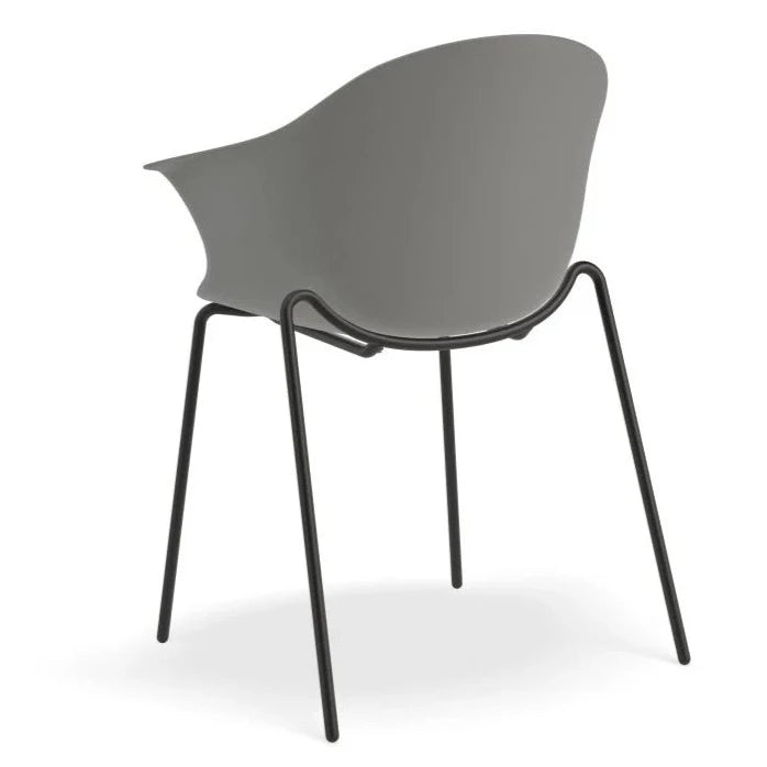 Retreat Grey Shell Seat 4 Post Black Base Dining Armchair