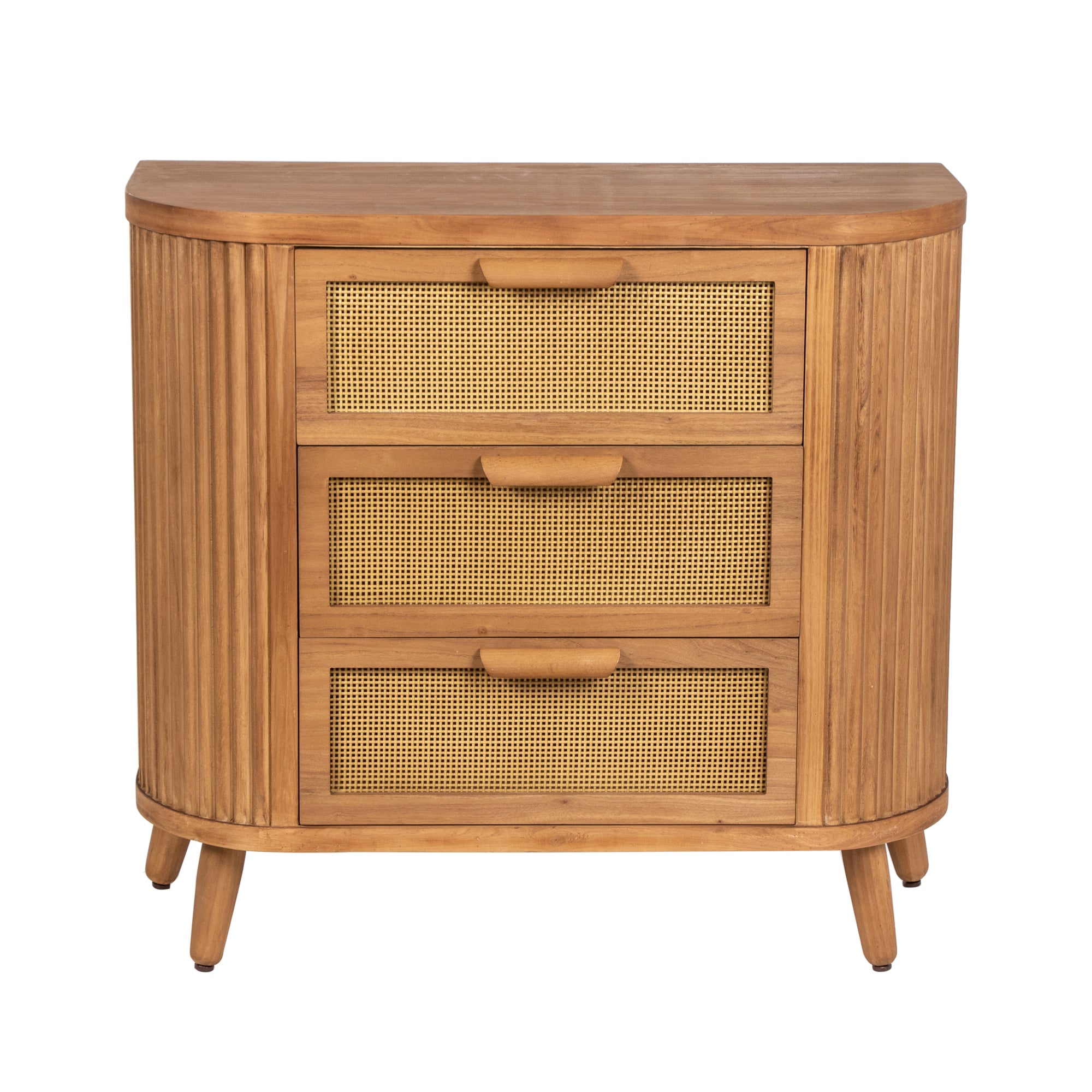 Retro Revival Mid-Century Ribbed 3-Drawer Cabinet 80.5cms
