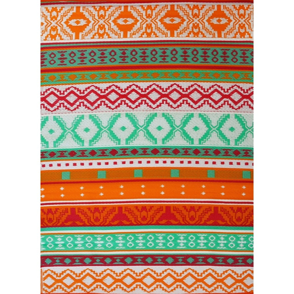 Reversible Multicolor Orange Outdoor Rug (Available in 4 Sizes)