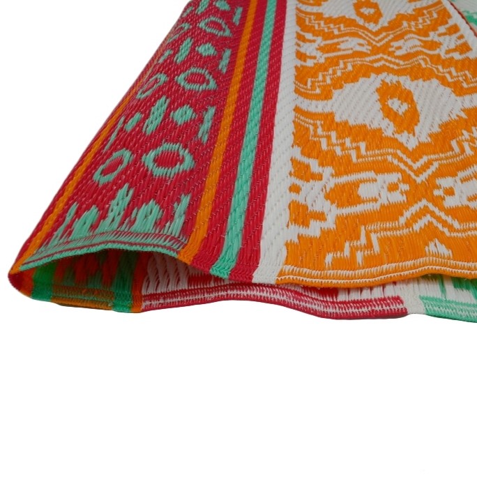 Reversible Multicolor Orange Outdoor Rug (Available in 4 Sizes)
