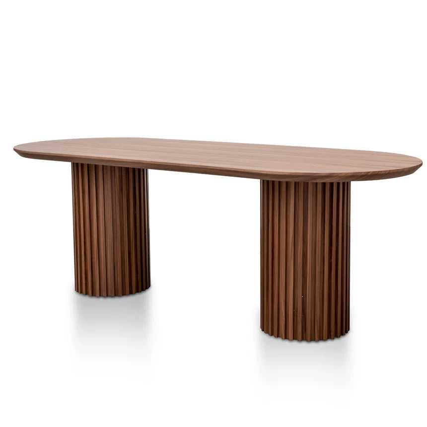 Rich Elegance Walnut Wooden Dining Table - Walnut - 250cms