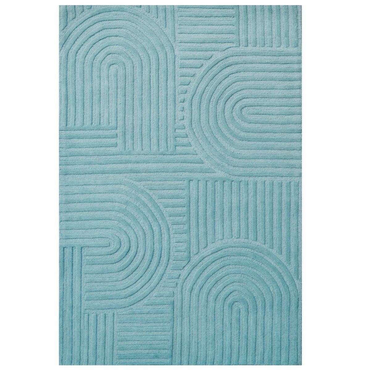 Rich Textured Hand-Embossed Wool Rug - Blue (Available in 3 Sizes)