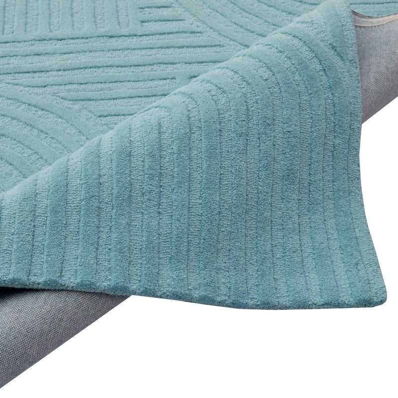 Rich Textured Hand-Embossed Wool Rug - Blue (Available in 3 Sizes)