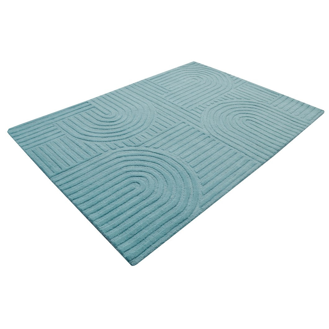 Rich Textured Hand-Embossed Wool Rug - Blue (Available in 3 Sizes)