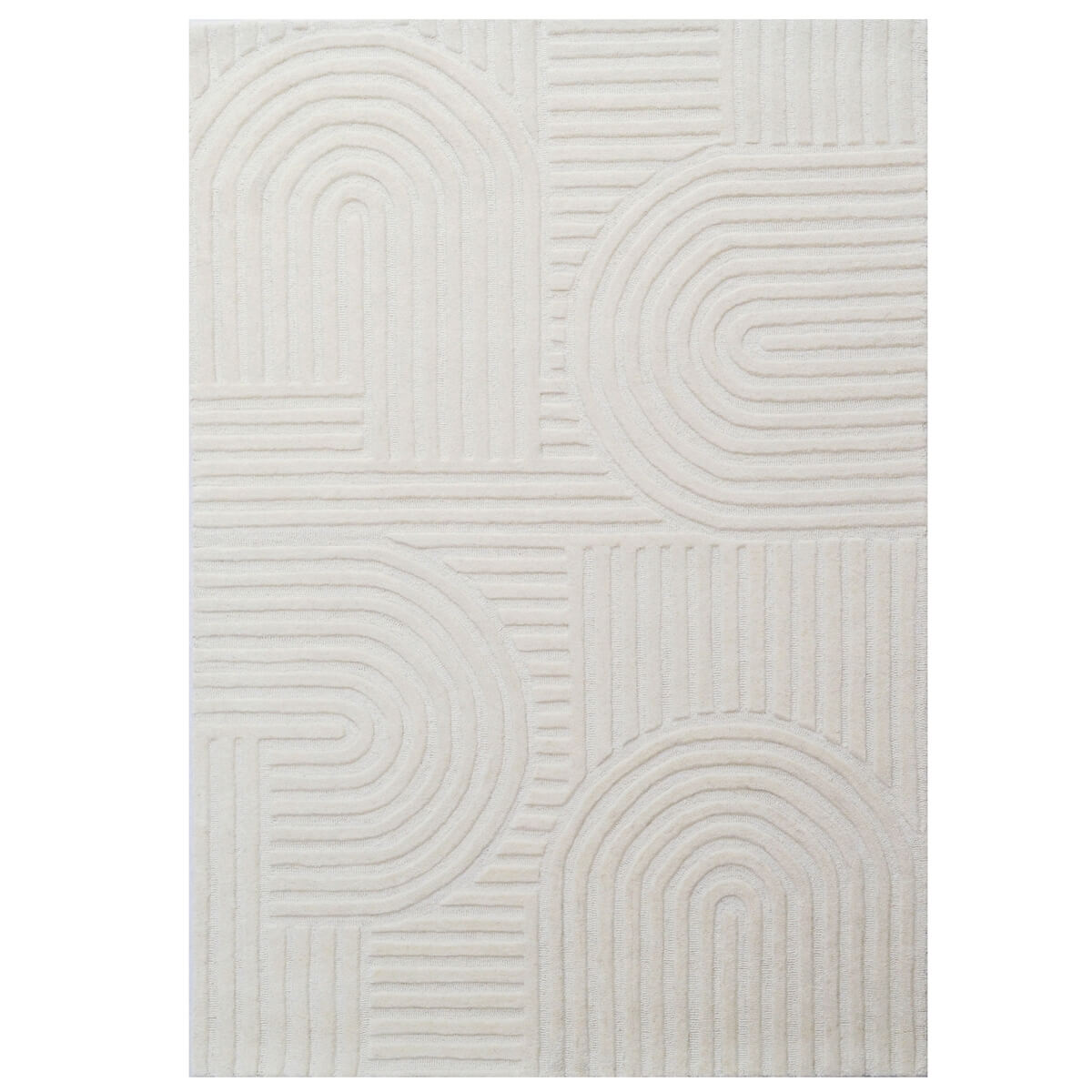 Rich Textured Hand-Embossed Wool Rug - Ivory (Available in 3 Sizes)