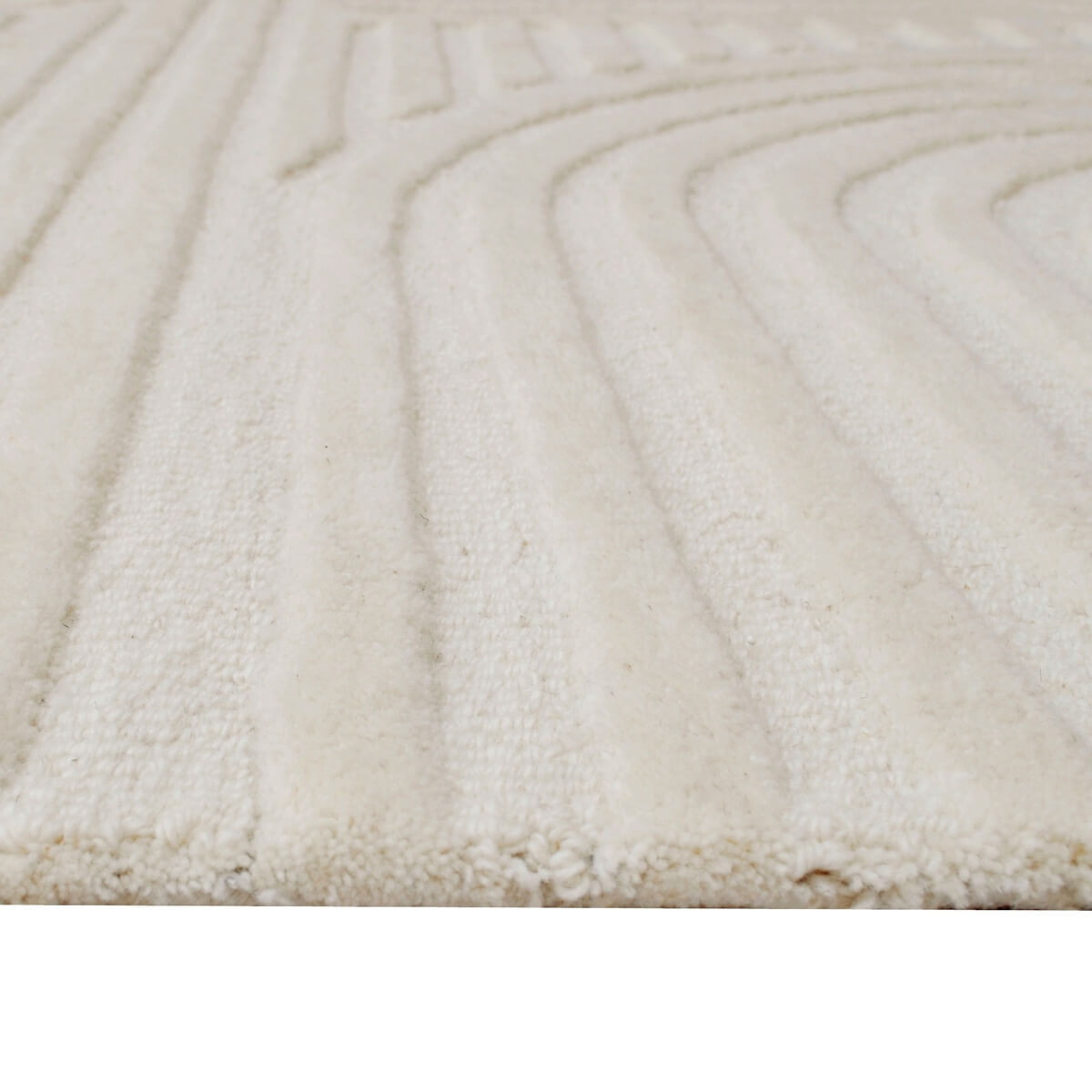 Rich Textured Hand-Embossed Wool Rug - Ivory (Available in 3 Sizes)