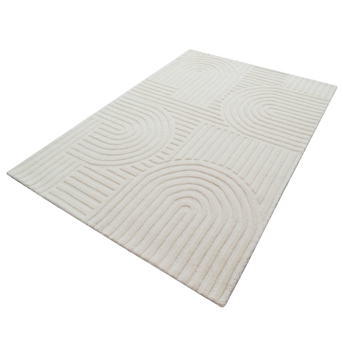 Rich Textured Hand-Embossed Wool Rug - Ivory (Available in 3 Sizes)