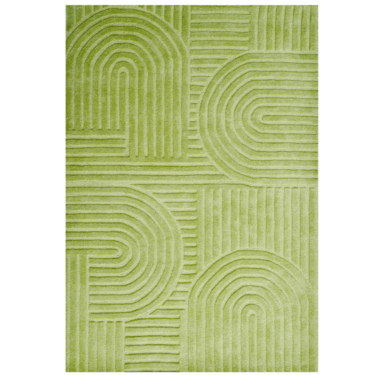 Rich Textured Hand-Embossed Wool Rug - Pista Green (Available in 3 Sizes)