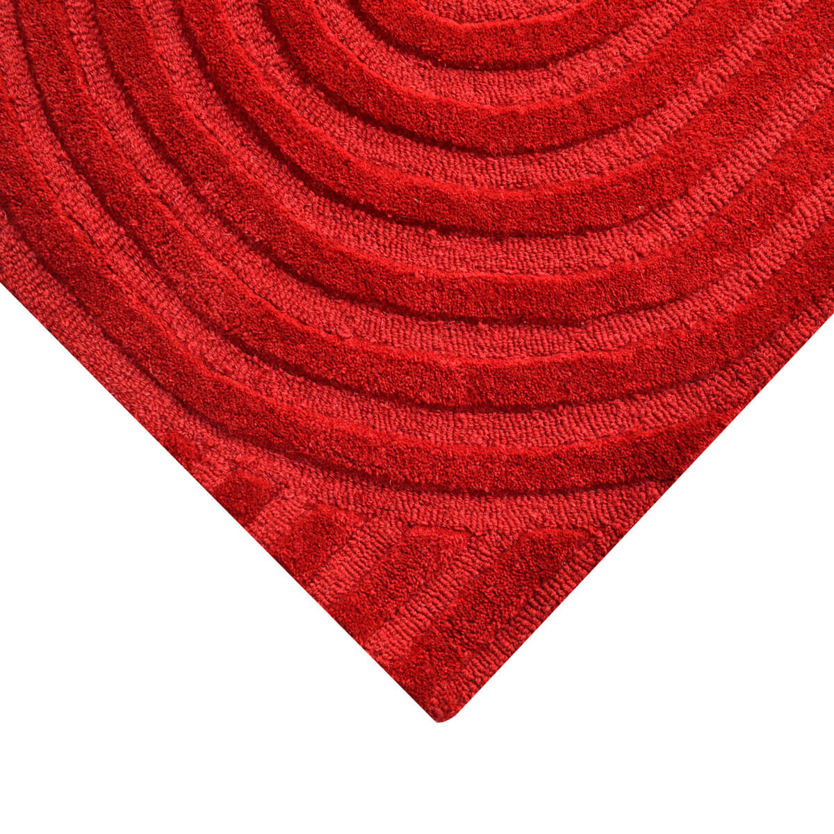 Rich Textured Hand-Embossed Wool Rug - Red (Available in 3 Sizes)