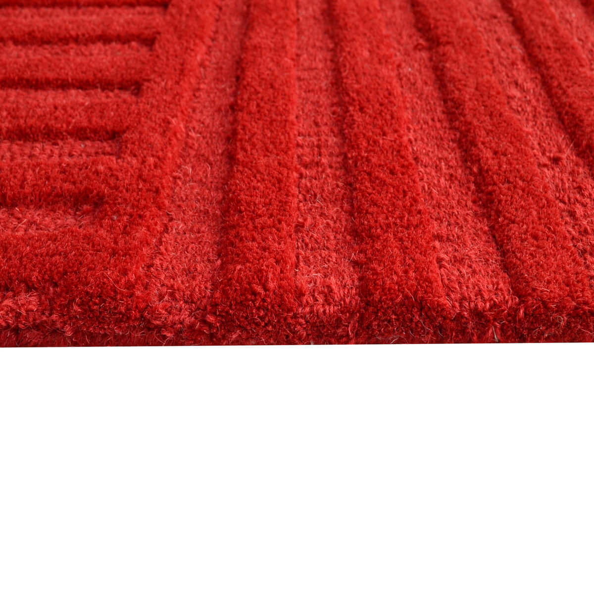 Rich Textured Hand-Embossed Wool Rug - Red (Available in 3 Sizes)