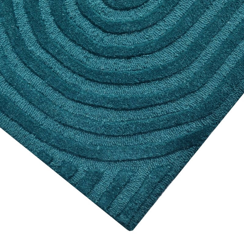Rich Textured Hand-Embossed Wool Rug - Turquoise (Available in 3 Sizes)