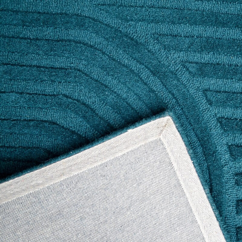 Rich Textured Hand-Embossed Wool Rug - Turquoise (Available in 3 Sizes)