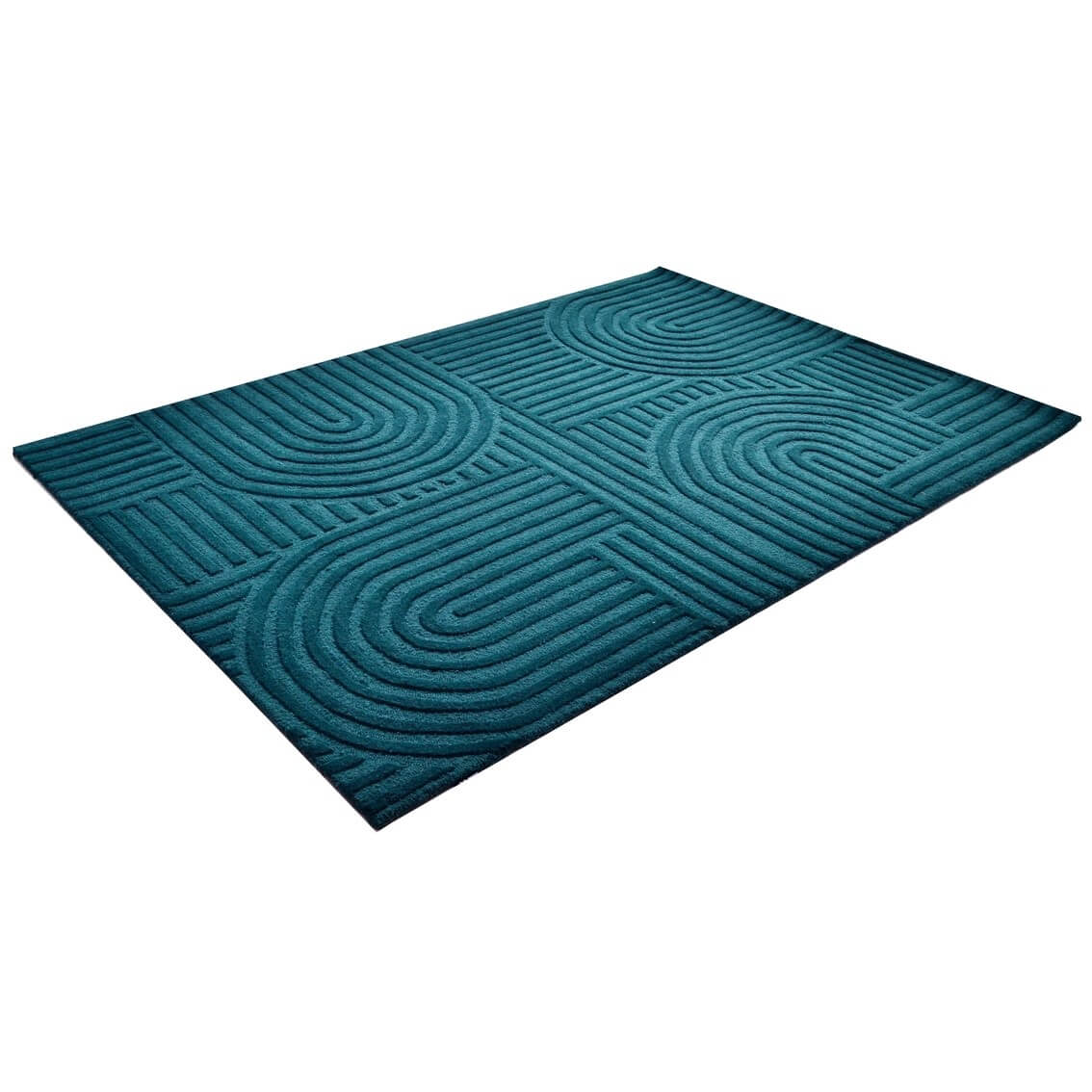 Rich Textured Hand-Embossed Wool Rug - Turquoise (Available in 3 Sizes)