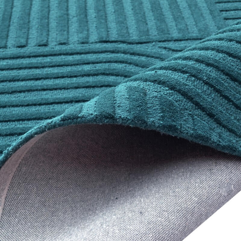 Rich Textured Hand-Embossed Wool Rug - Turquoise (Available in 3 Sizes)