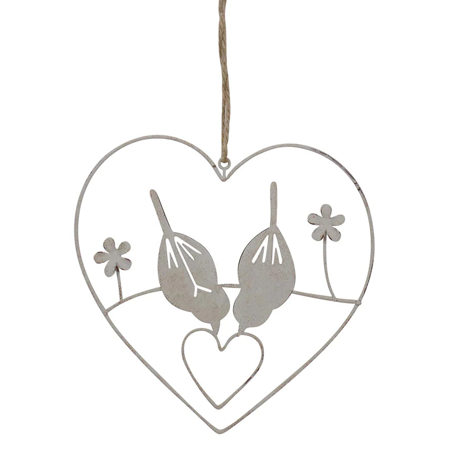 Romantic Hanging Lovebirds in Heart Wall Decor