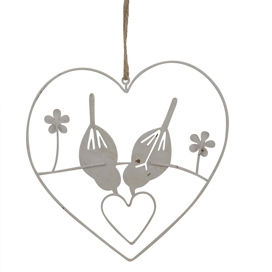 Romantic Hanging Lovebirds in Heart Wall Decor