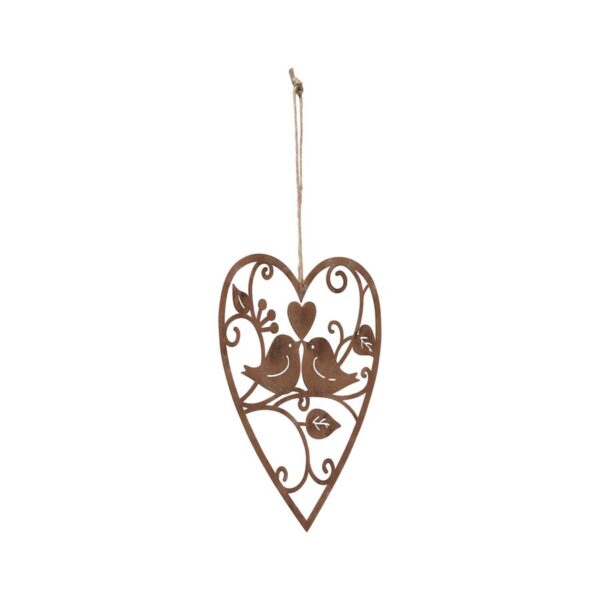 Romantic Perch Hanging Lovebirds in Heart Wall Decor