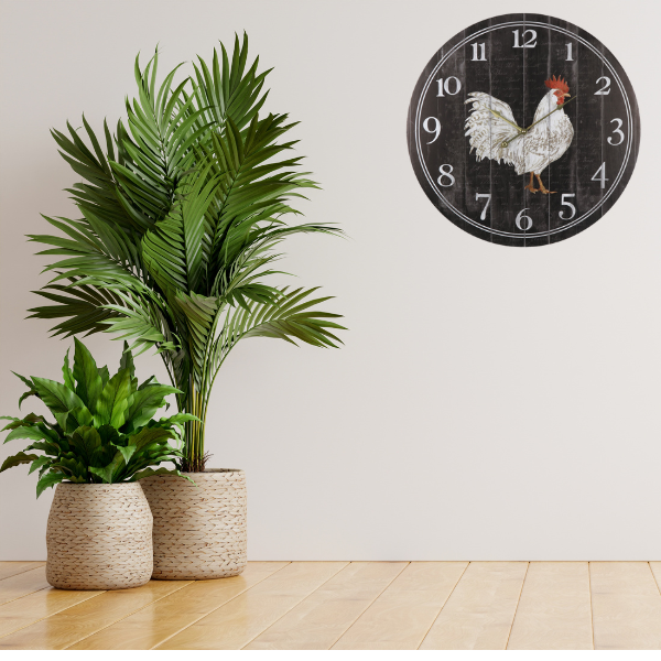 Rooster Chook MDF Wall Clock - 60cms