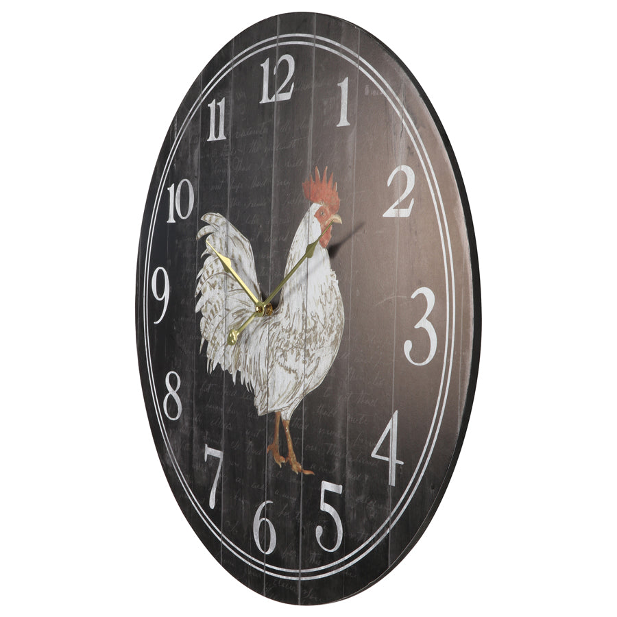 Rooster Chook MDF Wall Clock - 60cms