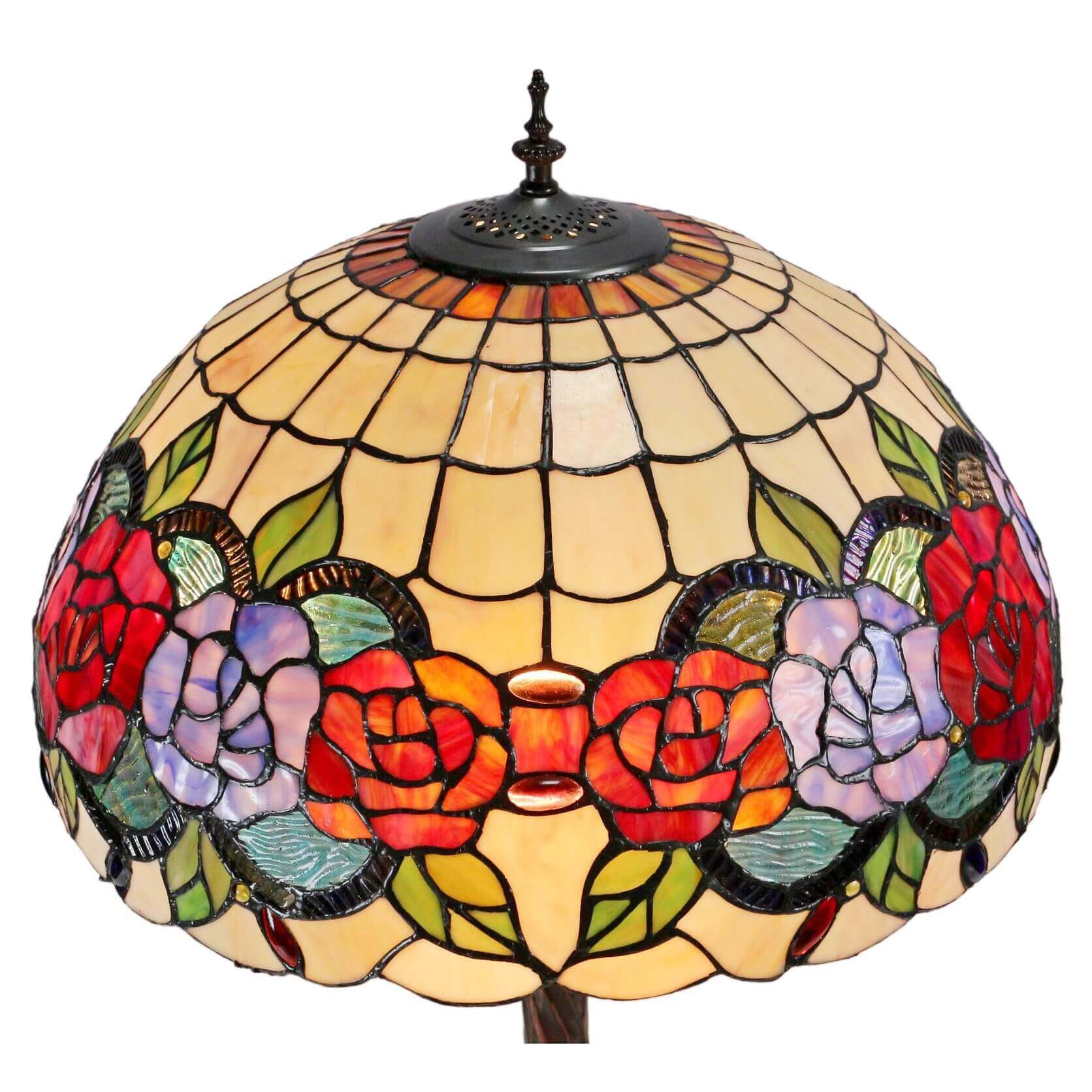 Rose Garden Tiffany Stained Glass Floor Lamp