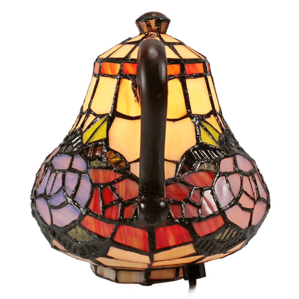 Rose Garden Teapot Tiffany Stained Glass Table Lamp
