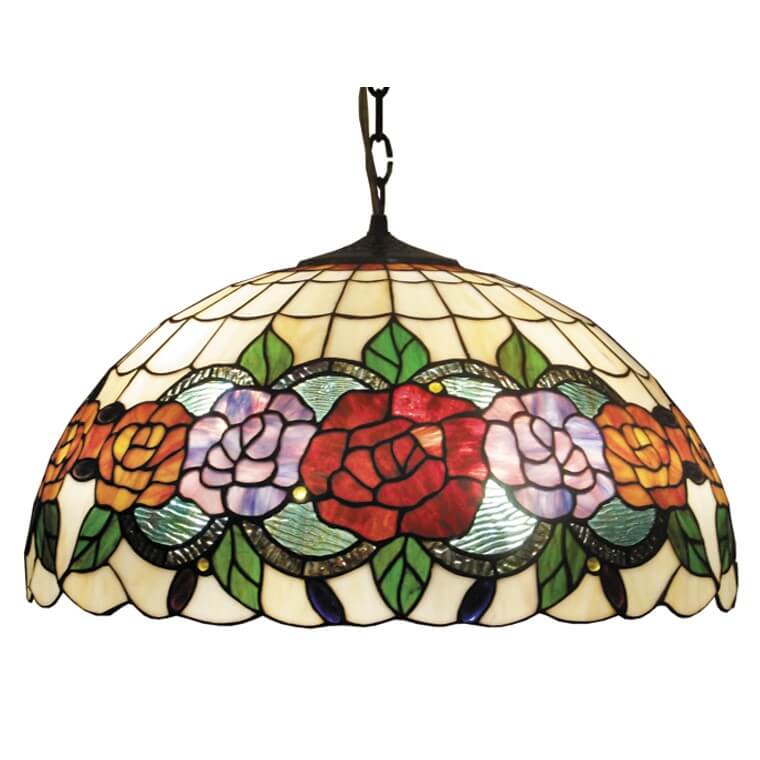Rose Garden Tiffany Stained Glass Hanging Lamp