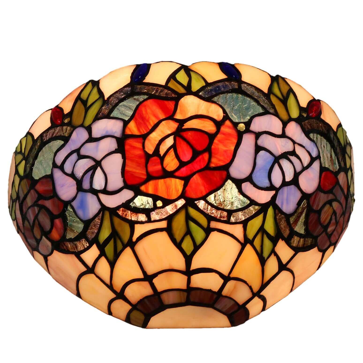 Rose Garden Tiffany Stained Glass Wall Lamp