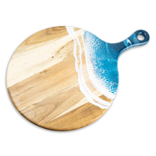 Round Acacia Ocean Vibes Resin Cheese Paddle