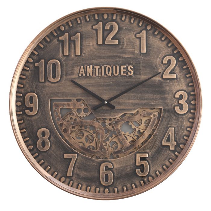 Round Antique Numeral Exposed Gear Movement Wall Clock - 60cms