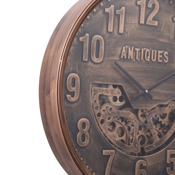 Round Antique Numeral Exposed Gear Movement Wall Clock - 60cms