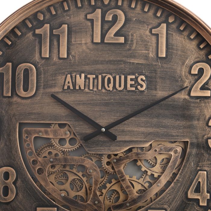 Round Antique Numeral Exposed Gear Movement Wall Clock - 60cms