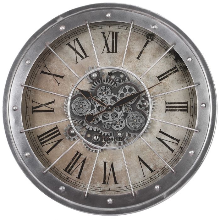 Round Basset Industrial Gear Movement Wall Clock - 80cms