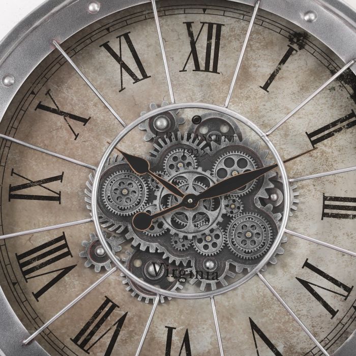 Round Basset Industrial Gear Movement Wall Clock - 80cms