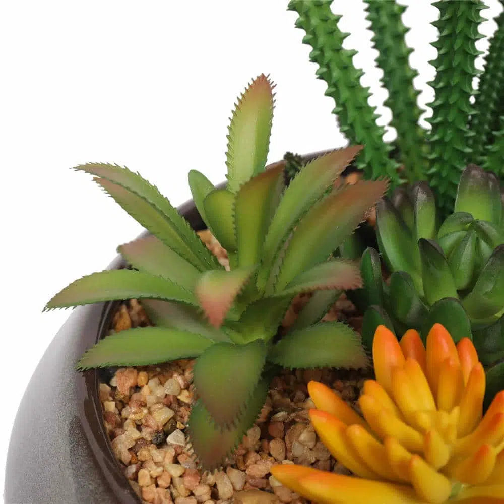 Round Bowl Artificial Succulents 19cms