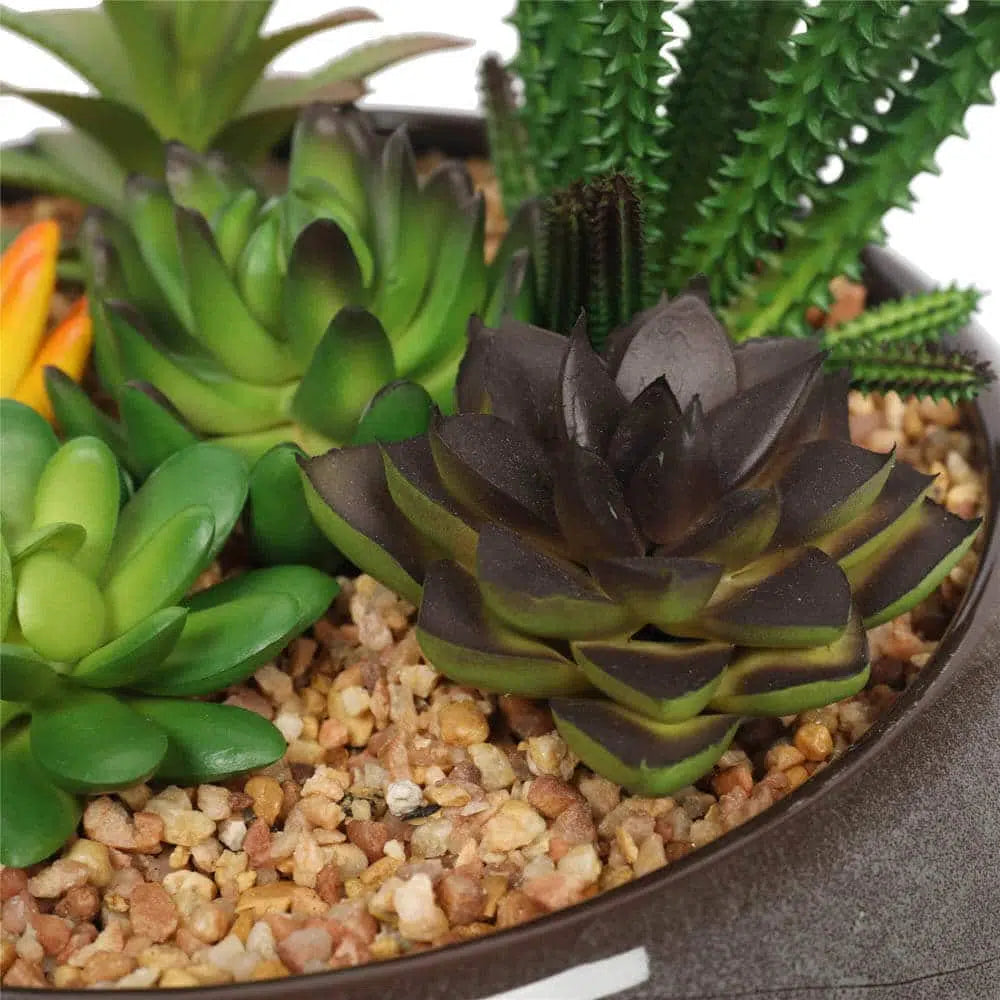Round Bowl Artificial Succulents 19cms