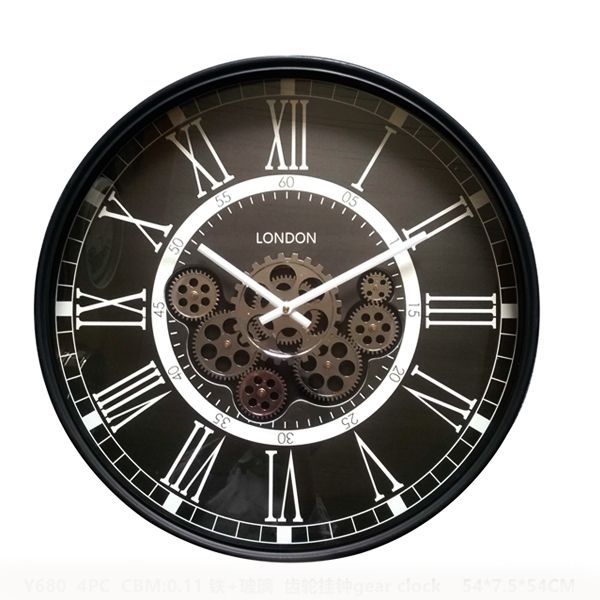 Round Classic London Gear Movement Wall Clock - 54cms