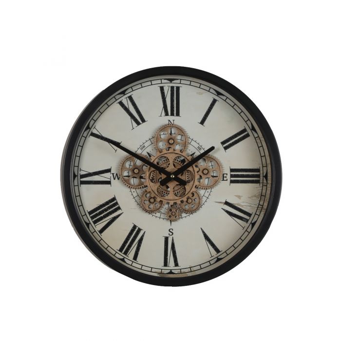 Round Compass Movement Gear Wall Clock- 46cms