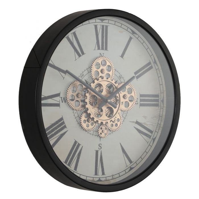 Round Compass Movement Gear Wall Clock- 46cms