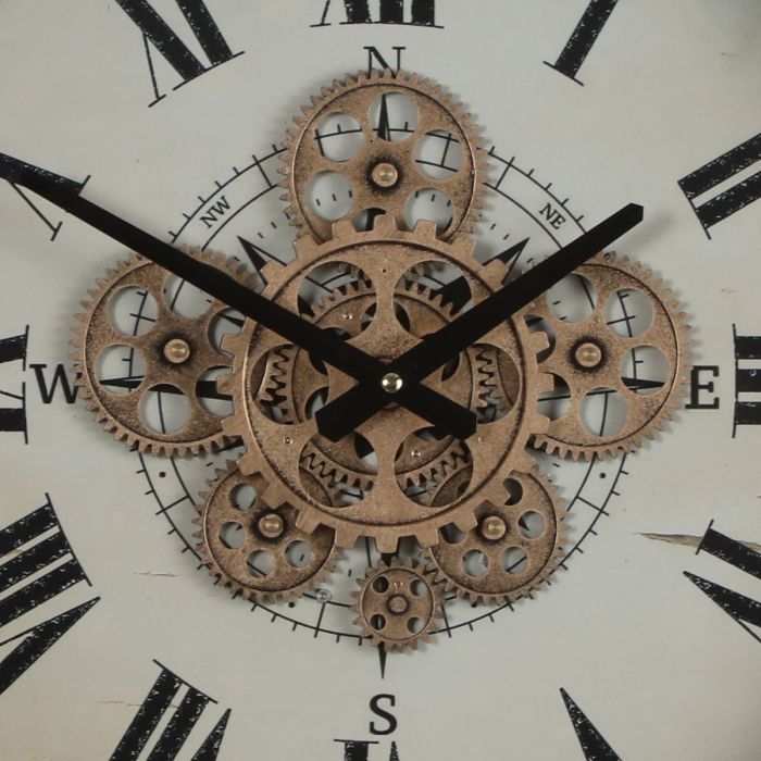 Round Compass Movement Gear Wall Clock- 46cms