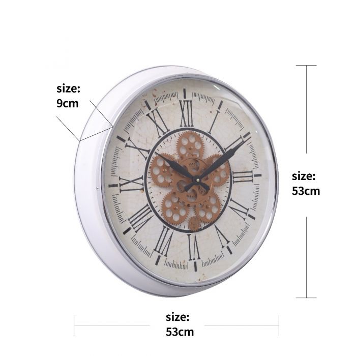 Round Domonique Gear Movement Wall Clock - 53cms