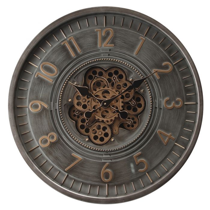 Round Dyson Exposed Gear Movement Wall Clock - Charcoal