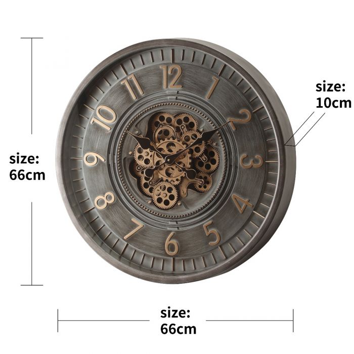 Round Dyson Exposed Gear Movement Wall Clock - Charcoal