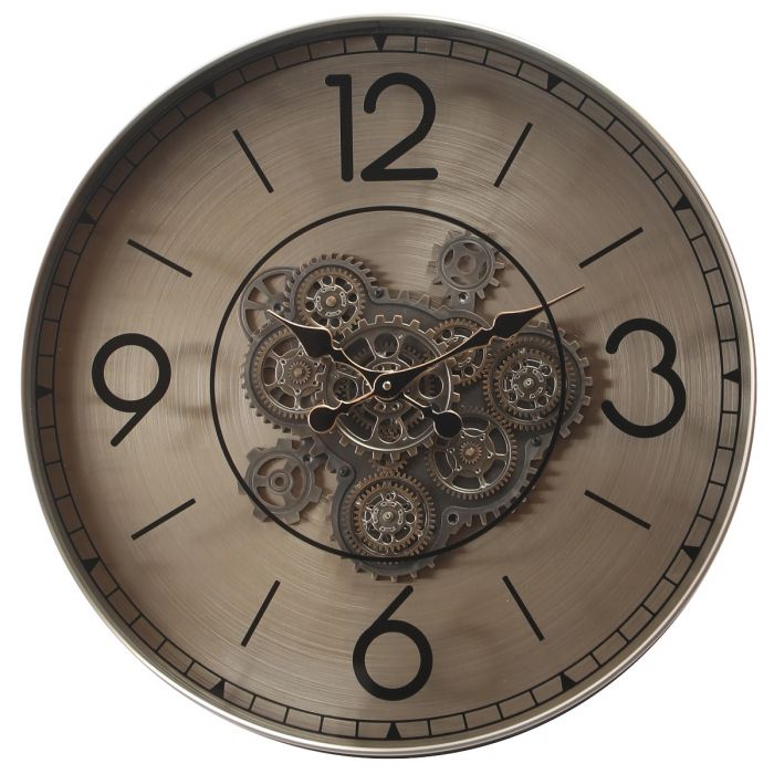 Round Edinburgh Industrial Moving Cogs Wall Clock - 60cms