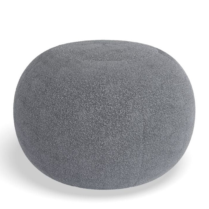 Round Elegant Grey Boucle Ottoman (Available in 2 Sizes)
