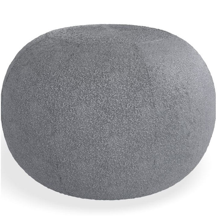 Round Elegant Grey Boucle Ottoman (Available in 2 Sizes)